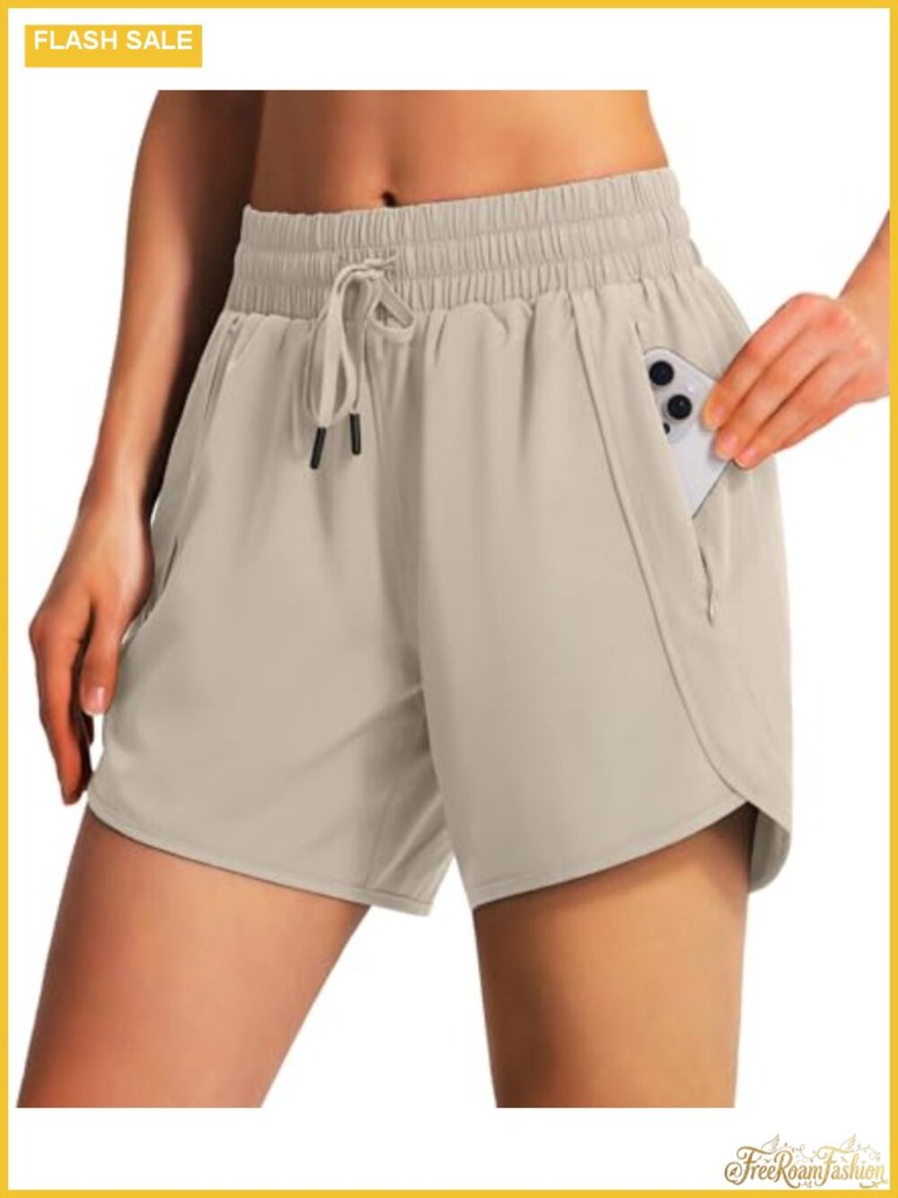 Women's Quick Dry Athletic Running Shorts with Zipper Pockets